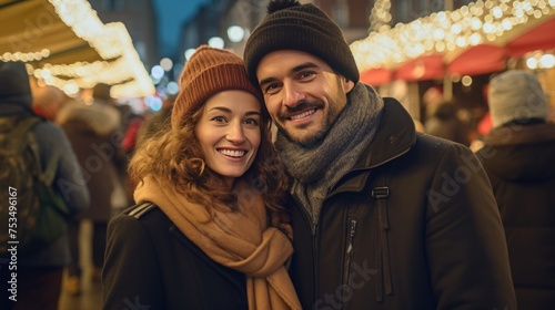 A couple posing together for a picture during the holiday season. © shelbys