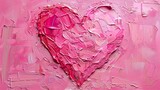 Textured Heart Abstract Pink Oil Painting