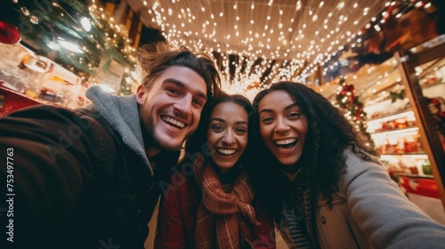 Three friends smiling and enjoying themselves at a party or event, Fictional Character Created By Generated AI.