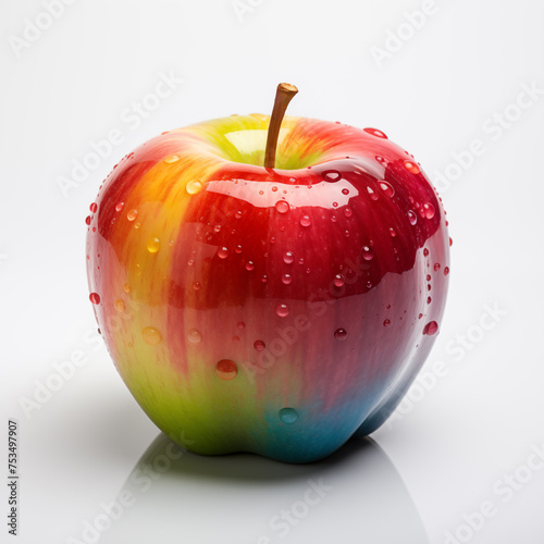 Rainbow apple on white background