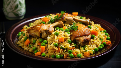 Chicken carrot and green peas