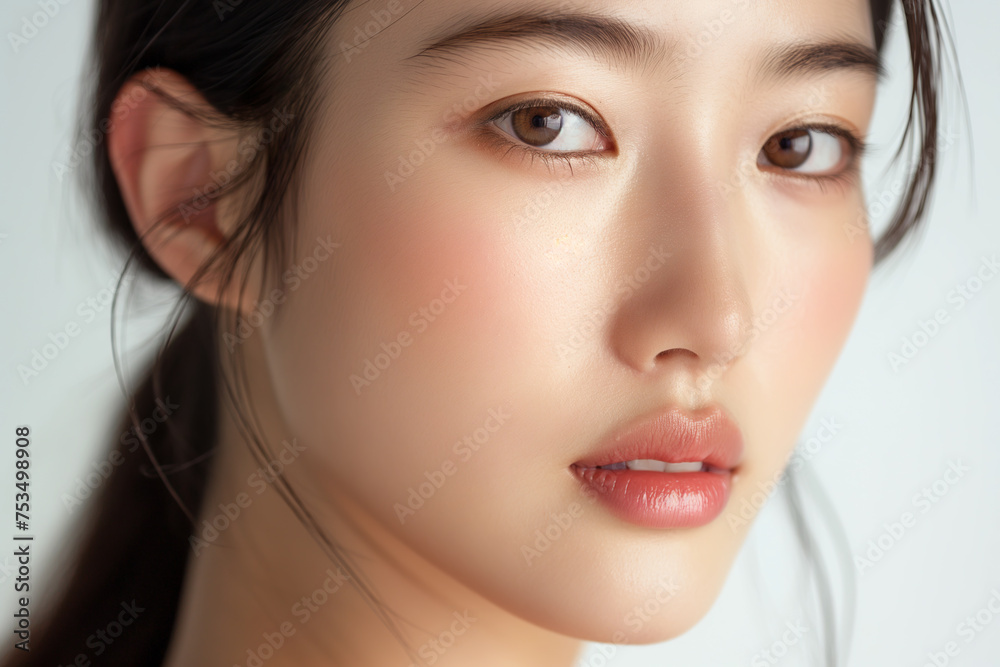 Fototapeta premium Portrait of beauty asian woman with perfect healthy glow skin facial