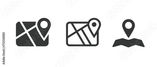 City map icon pin pointer vector pictogram simple minimal graphic illustration set, street road navigation web sign symbol line outline stroke art image clipart