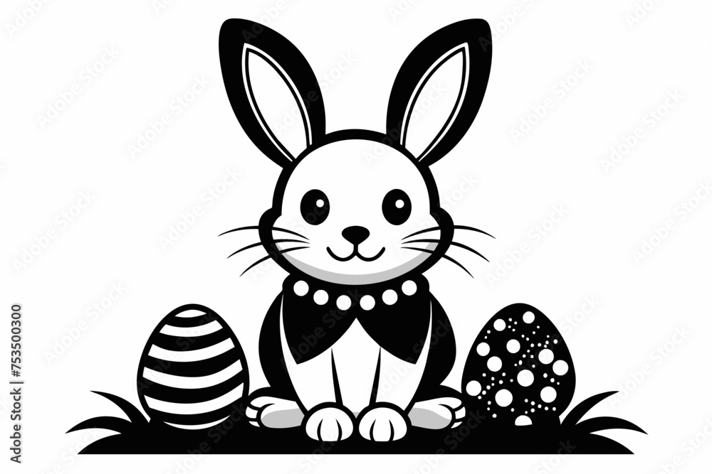 Obraz premium bunny easter in black and white 