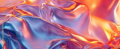 Vibrant Silk Fabric Texture Waves in Majestic Orange and Blue Hues - Abstract Background for Luxury Design Concepts