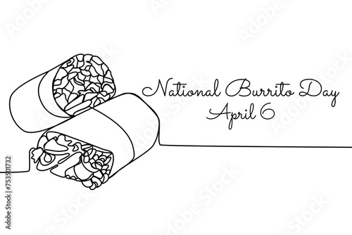 line art of National Burrito Day good for National Burrito Day celebrate. line art. illustration.