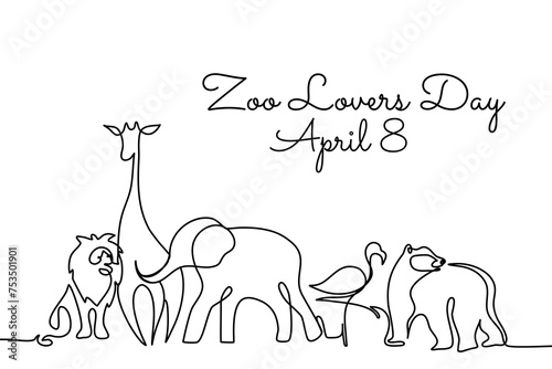line art of Zoo Lovers Day good for Zoo Lovers Day celebrate. line art. illustration.