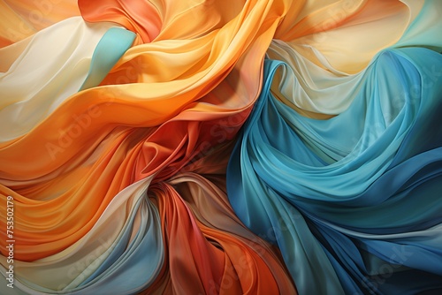 Accordion folds weaving through a tapestry of dusty abstract colors