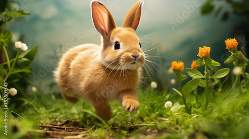 white rabbit on grass © AA
