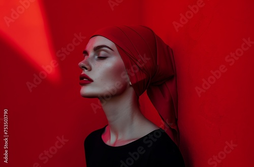 portrait of beautiful girl on abstract background generated by AI