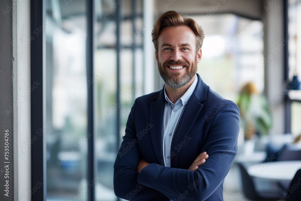 Portrait of a smiling handsome businessman, professional and confident looking man in suit at office, Successful matured businessman looking at camera, positive looking office manager wearing a jacket Portrait of a smiling handsome businessman, professional and confident looking man in suit at office, Successful matured businessman looking at camera, positive looking office manager wearing a jacket