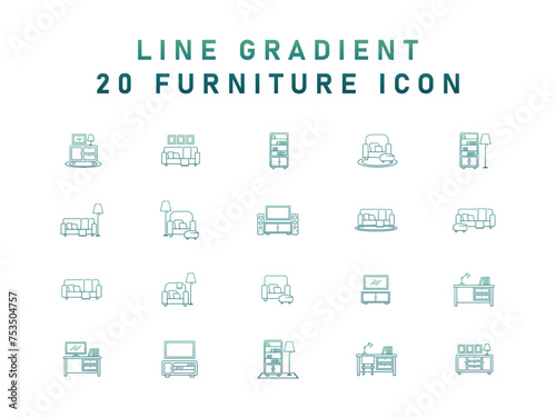 Collection Simple Icons Of Furniture For Modern Concepts, Web and Apps.