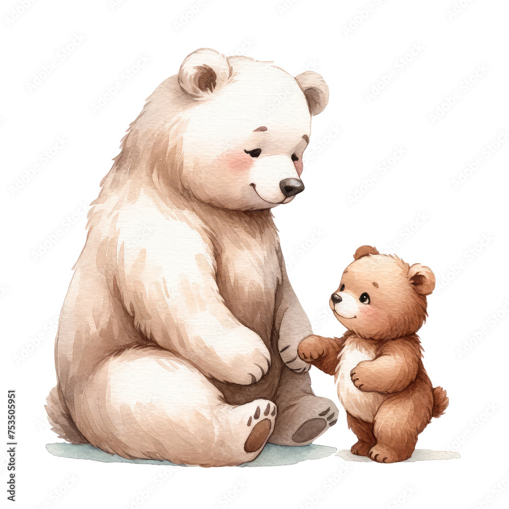 Papa bear and baby bear illustrations. watercolor illustration, Cute Father Bear With Kid. Parenting cartoon, bear parent and kid. cute father's day. Papa bear and baby bear illustrations. watercolor illustration, Cute Father Bear With Kid. Parenting cartoon, bear parent and kid. cute father's day.