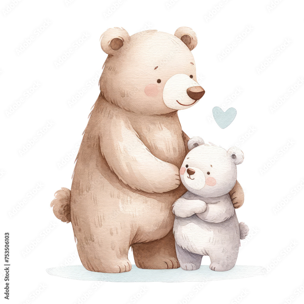 Papa bear and baby bear illustrations. watercolor illustration, Cute Father Bear With Kid. Parenting cartoon, bear parent and kid. cute father's day. Papa bear and baby bear illustrations. watercolor illustration, Cute Father Bear With Kid. Parenting cartoon, bear parent and kid. cute father's day.