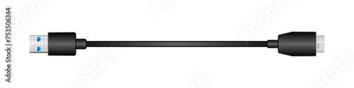 横向きの変換ケーブル_USB Type-A 3.0_オス_Micro USB Type-B 3.0_オス