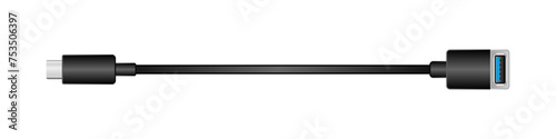 横向きの変換ケーブル_USB Type-C_オス_USB Type-A 3.0_メス