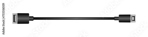 横向きの変換ケーブル_USB Type-A 2.0_メス_USB Type-B 2.0_メス