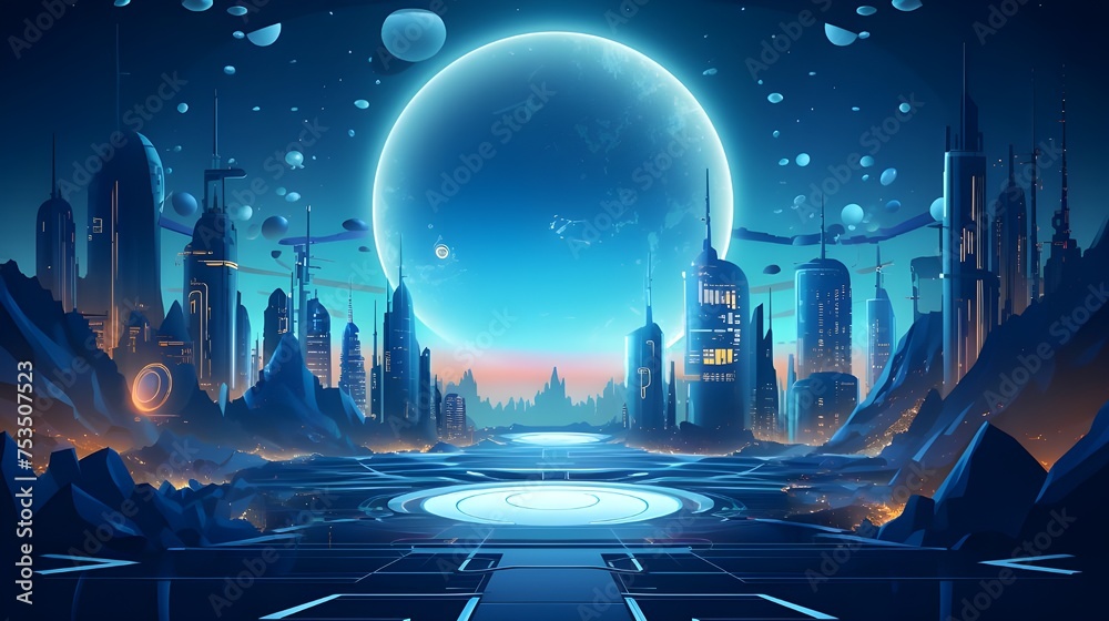 Glowing Cityscapes and Futuristic Skylines: Vibrant Urban Landscapes in Adobe Stock"
"Sci-Fi Metropolis: Futuristic Architecture and Digital Artwork on Adobe Stock"
"Neon Nights and Flying Spaceships: - obrazy, fototapety, plakaty 