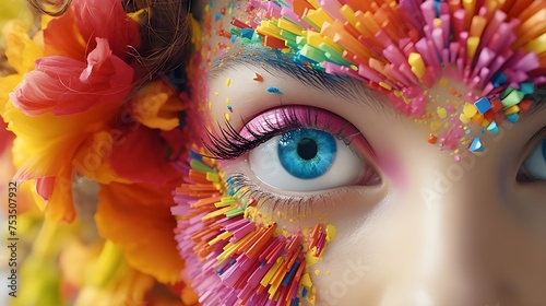 Vibrant Beauty: Close-Up Cosmetics and Fashion Details" "Artistic Glamour: Stunning Makeup Close-Up Photography" "Elegant Eyeshadow: Beauty Trends in Close Shot" "Cosmetic Elegance: Creative Fashion M