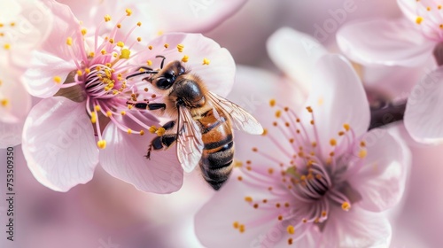 Close-up of a honeybee expe...