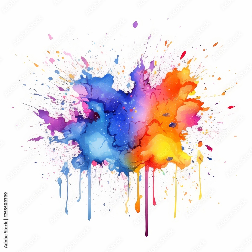 Fototapeta premium Vibrant Splash of Colors: Abstract Watercolor Illustration with Rainbow Spectrum