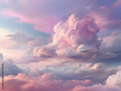 Soft, dreamy clouds in shades of pink, lavender, and blue background