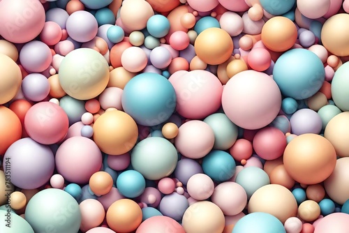 Geometric shapes Pastel spheres abstract background