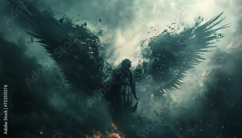 Tenebrist recreation of black fallen angel called Lucifer