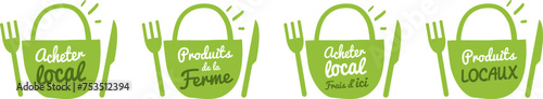 Logo consommer local, produits locaux, acheter local