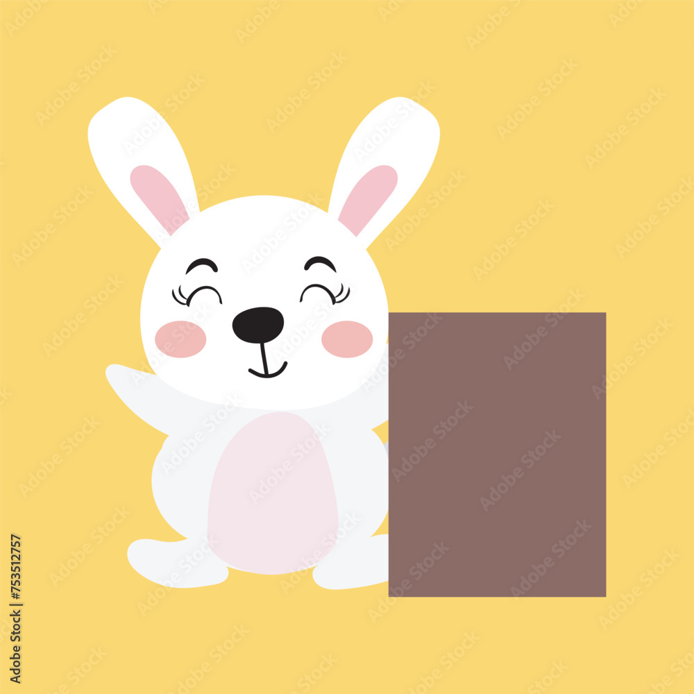 Fototapeta premium cartoon little rabbit on the easter celebration. Collection of Easter bunny and egg. easter egg, bunny character, banner templates