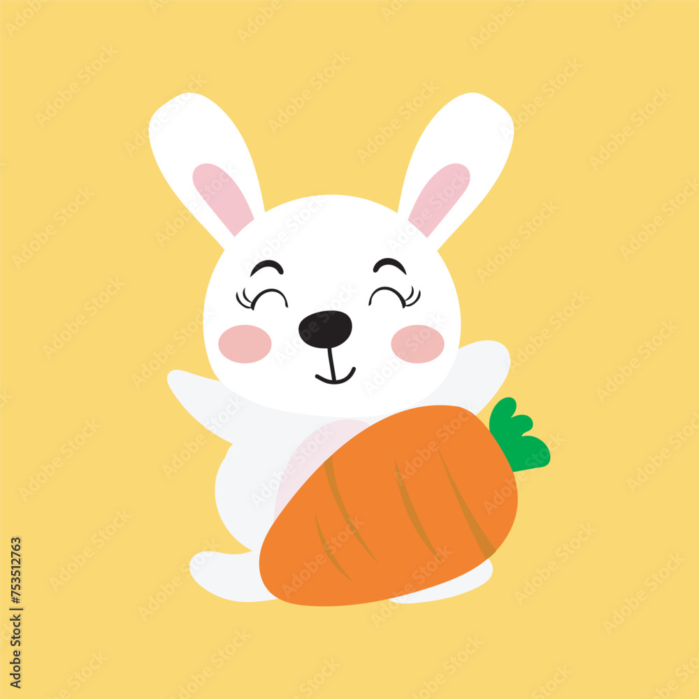 Obraz premium cartoon little rabbit on the easter celebration. Collection of Easter bunny and egg. easter egg, bunny character, banner templates