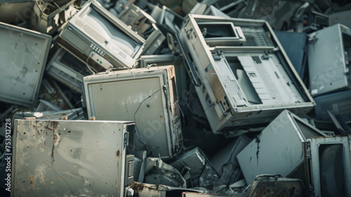 Wallpaper Mural A mountain of electronic waste towers, a testament to technology's transient nature. Torontodigital.ca