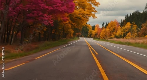 atmosphere of natural autumn trees and boulevards photo