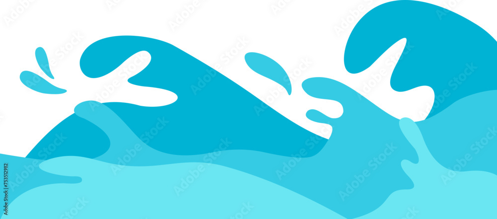 Fototapeta premium Splash Wave Sea Corner Border