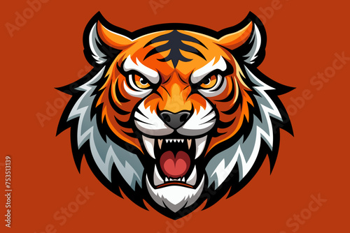 Angry tiger head logo vector illustration 