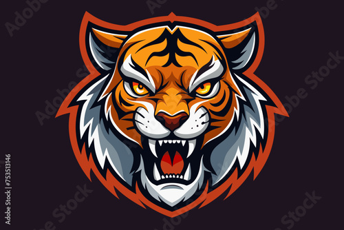 Angry tiger head logo vector illustration 