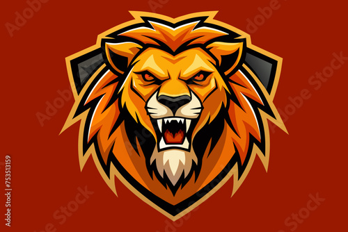 Fototapeta Naklejka Na Ścianę i Meble -  Angry lion head logo vector illustration 