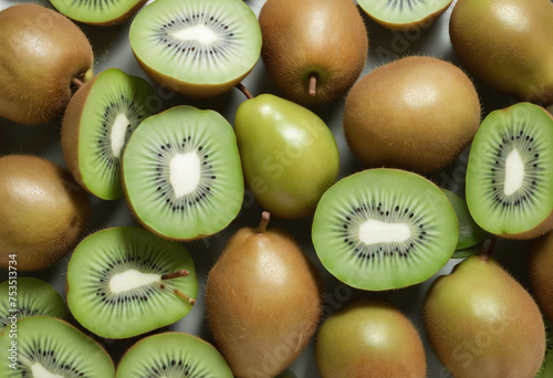 a collection of kiwis isolated on a transparent background photo