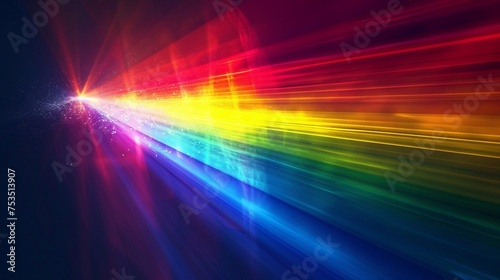 white light ray dispersing to other color light rays via prism