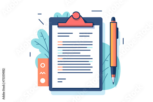 To do list and planning checklist concept. Checking on paper to do list, Daily task or agreement, Clipboard, Flat design style. Isolated vector illustration