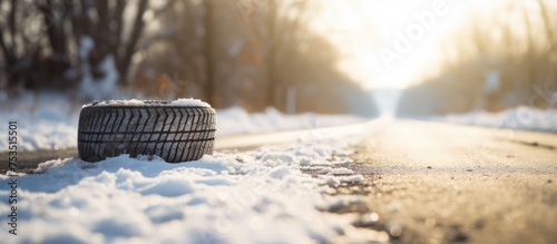 Lonely Tire Left on Snowy R...