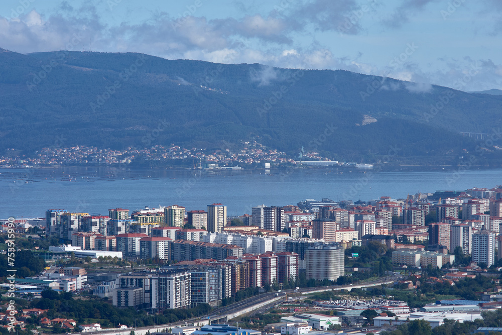 Panoramic view of the Navia neighborhood in Vigo, Pontevedra, Galicia, Spain