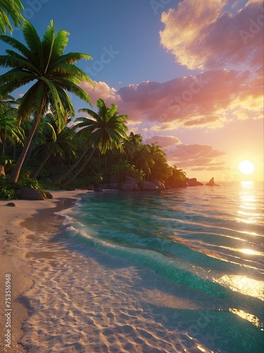 beach with palm trees