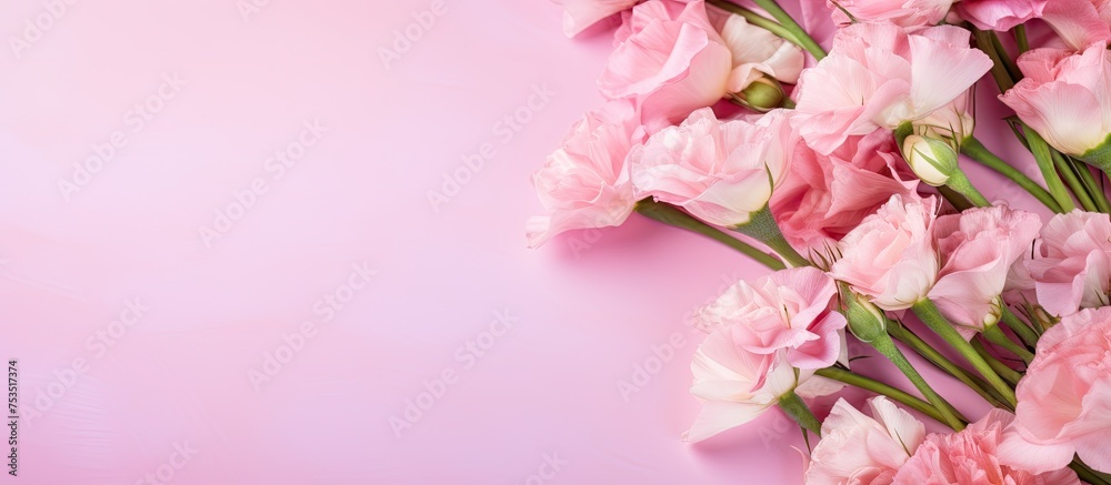 Ethereal Pink Blossoms Adorn Soft Pink Background in a Dreamy Display of Floral Beauty