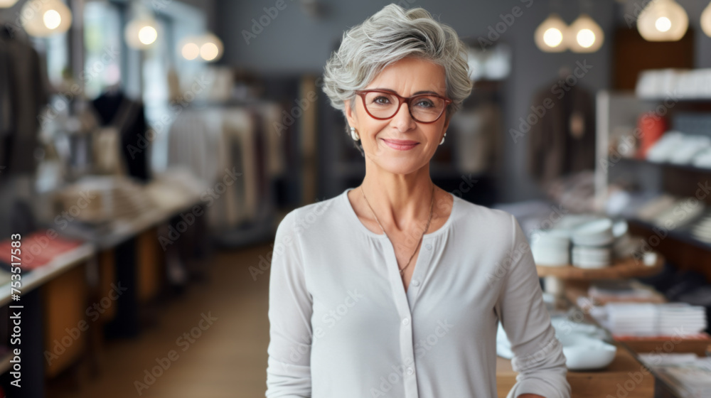 Confident Senior Woman in Boutique Confident Senior Woman in Boutique