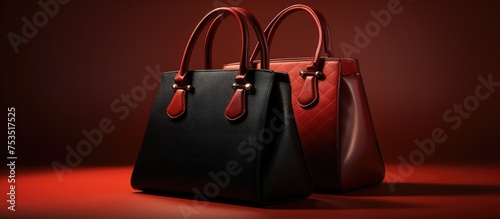 Chic and Stylish Black and Red Handbag with Dual Straps for Fashionable Accessory Lovers