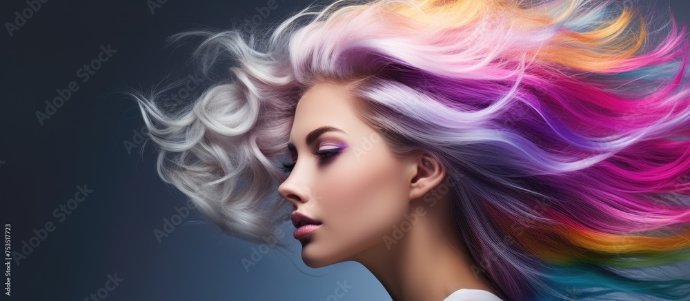 Vibrant Woman Flaunting Colorful Hair in a Whimsical and Bold Fashion Statement Vibrant Woman Flaunting Colorful Hair in a Whimsical and Bold Fashion Statement