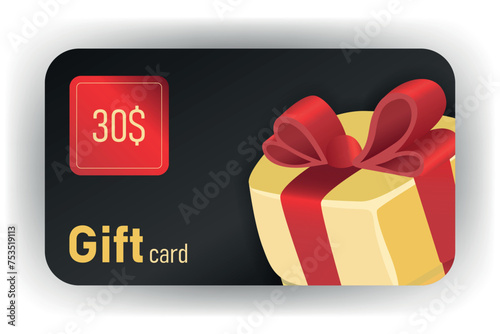 3d reward card. Gift bonus cards, customer loyalty program or rewarded winner