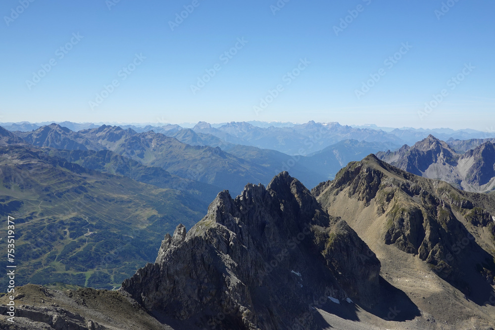 The panorama from Valluga mountain, Sankt Anton, Austria	