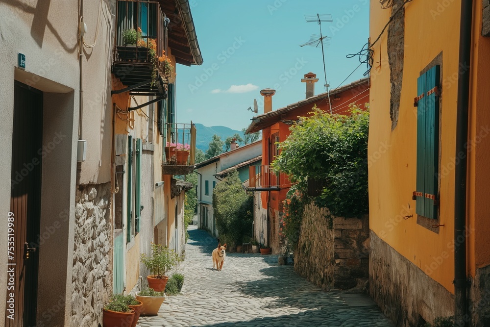 Φωτογραφία view of old town in Europe, small bright contrasting houses in a medieval villag